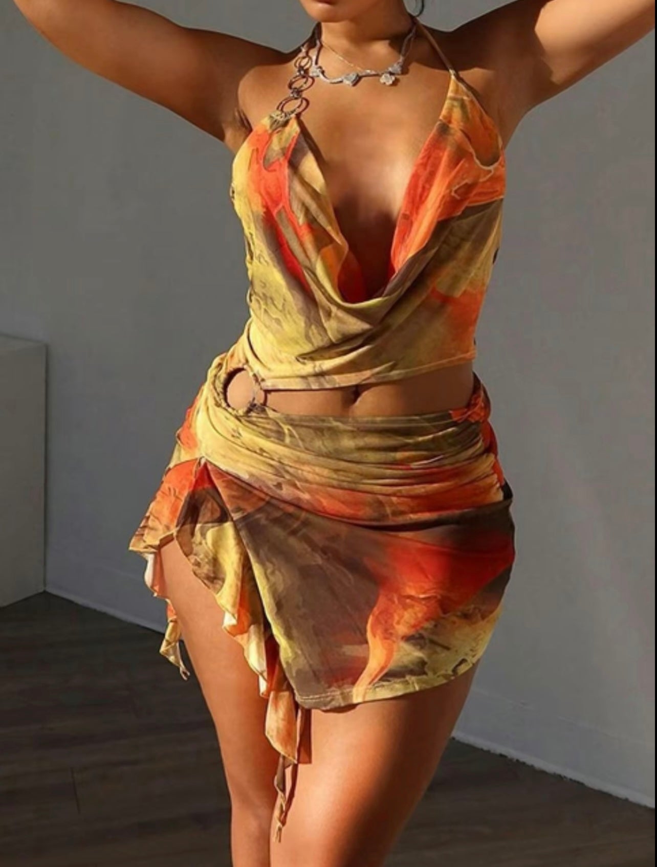 sunset tease skirt set