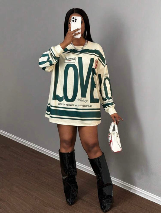 oversized “LOVE” sweatshirt