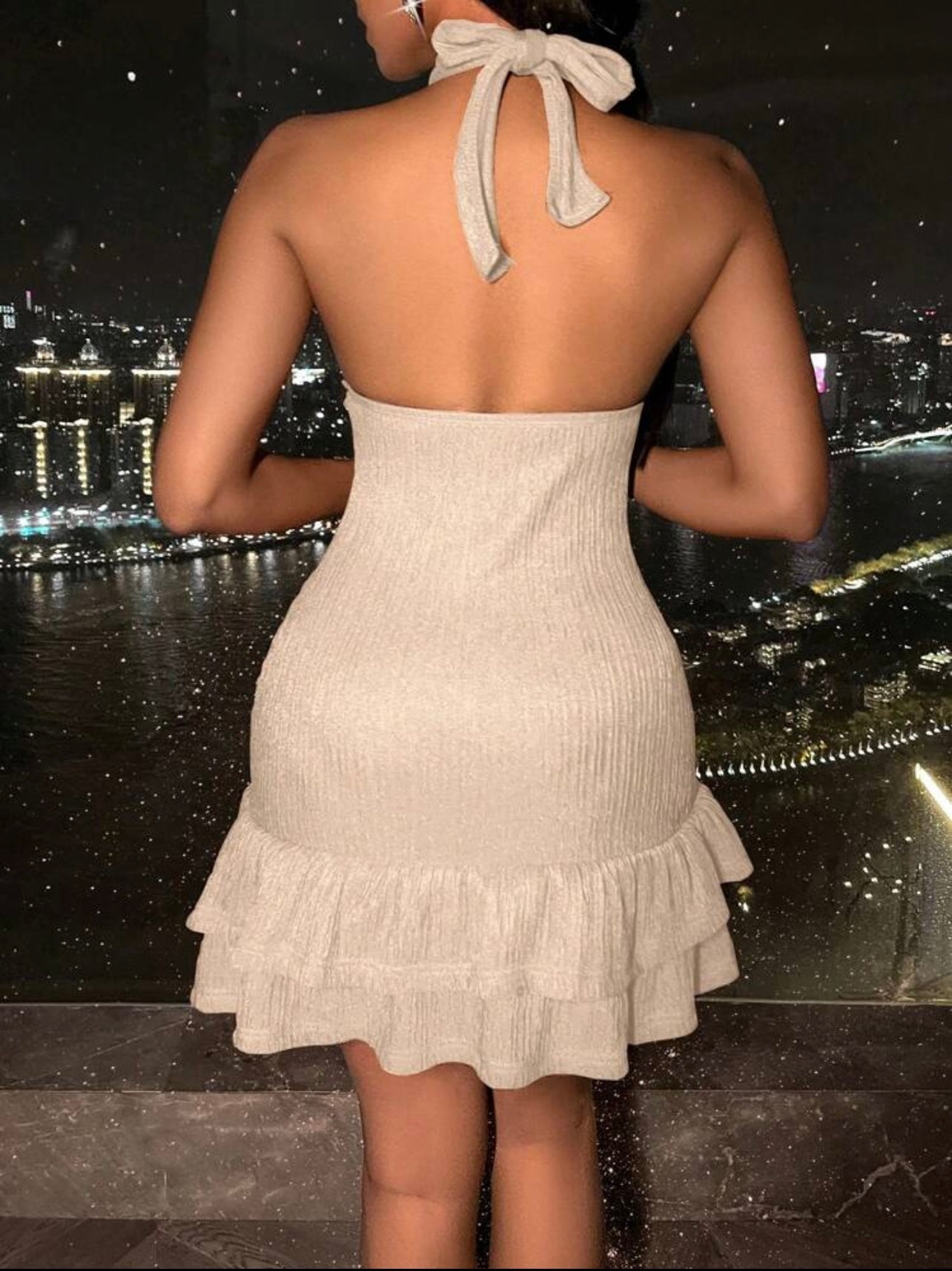 vibe check halter dress